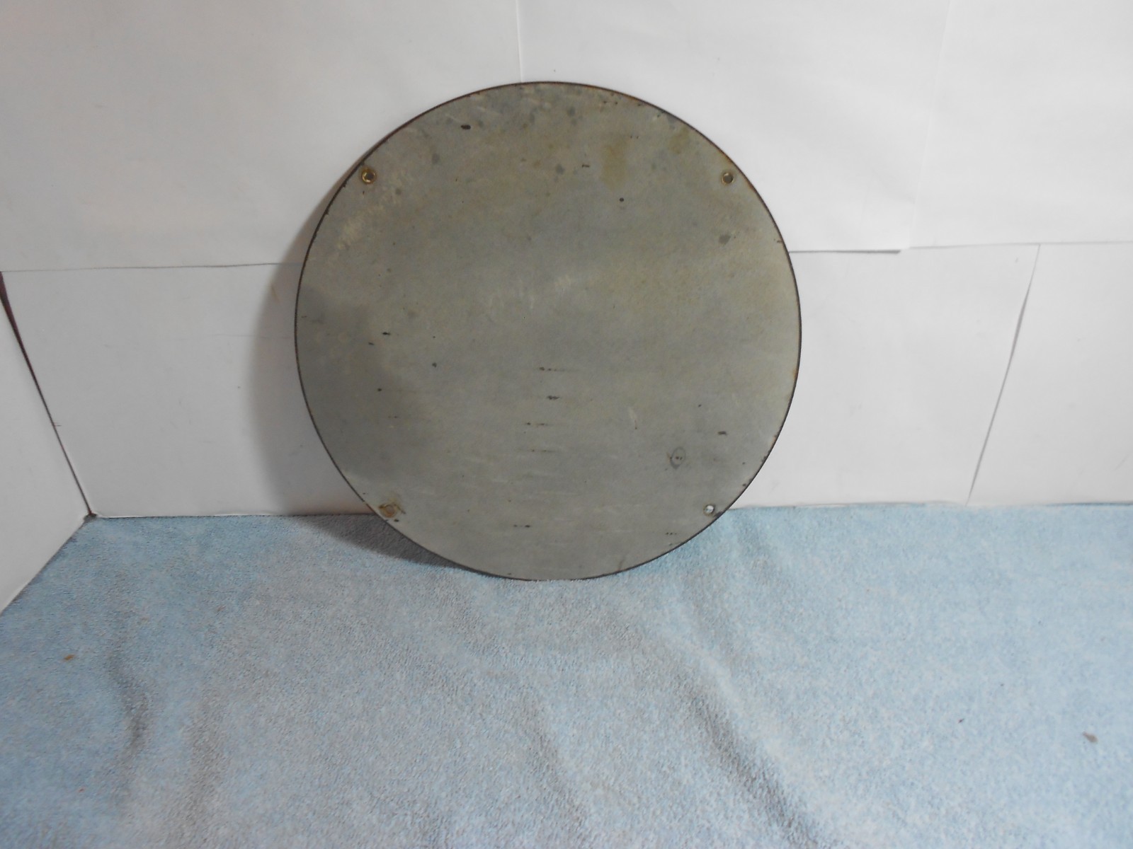 VINTAGE 11 in LAST CHANCE GARAGE ADVERTISING SIGN HEAVY METAL PORCELAIN - 825 B