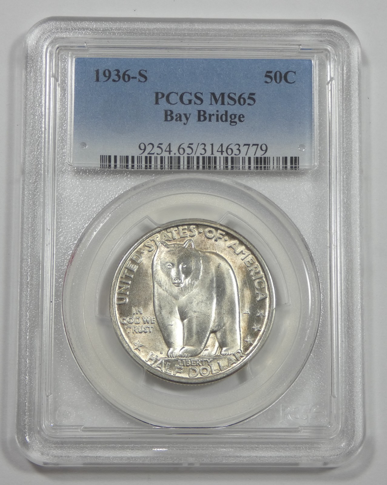 1936-S Bay Bridge Commemorative Silver Half Dollar CERTIFIED PCGS MS 65
