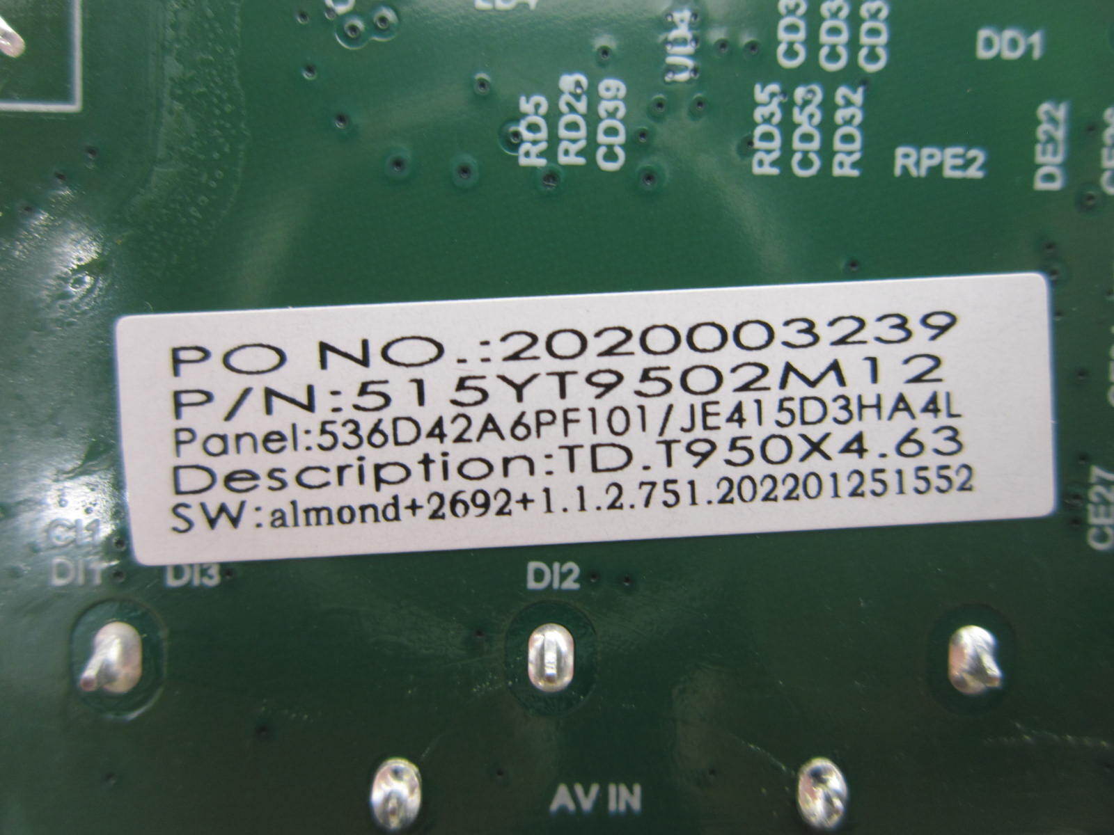 Insignia NS-42F201NA23 Main Board 515YT9502M12 (TD.T950X4.63)