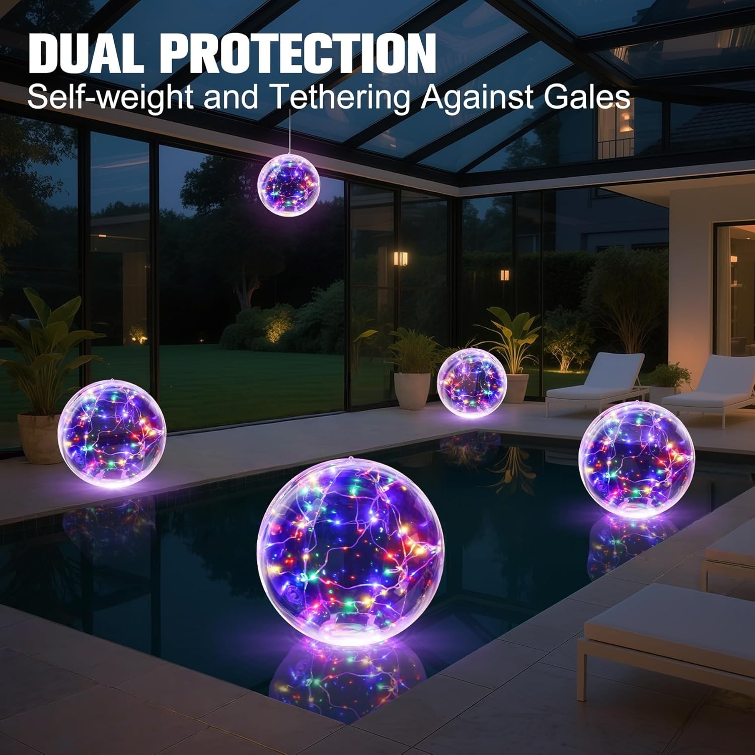 Solar Floating Pool Lights, 14 Inch Colorful Solar Pool Light Balls, Floating...