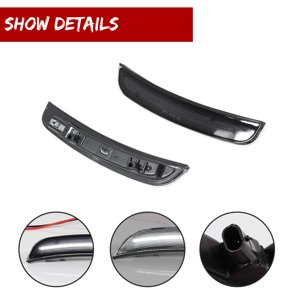 For 2015-2022 Dodge Charger Front & Rear LED Side Bumper Marker Smoked White LED