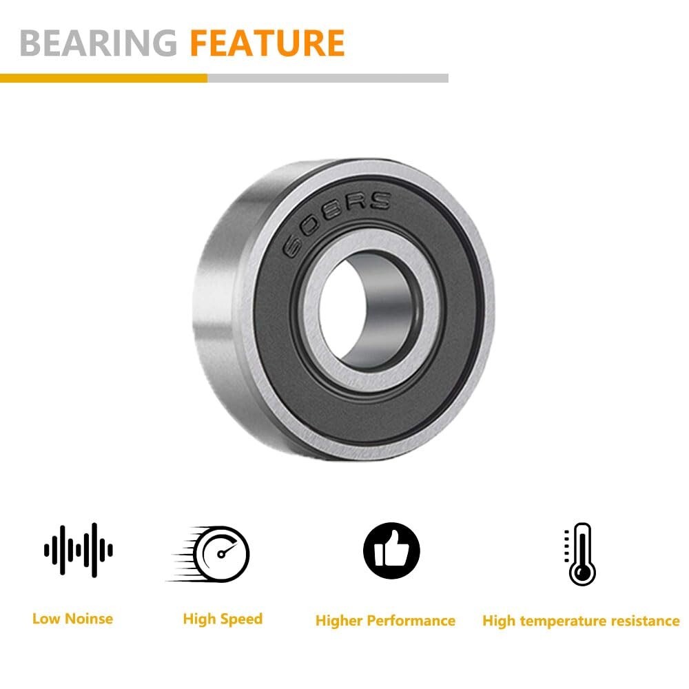 20Pcs 608 2RS Double Rubber Sealed Steel Miniature Deep Groove Ball Bearings