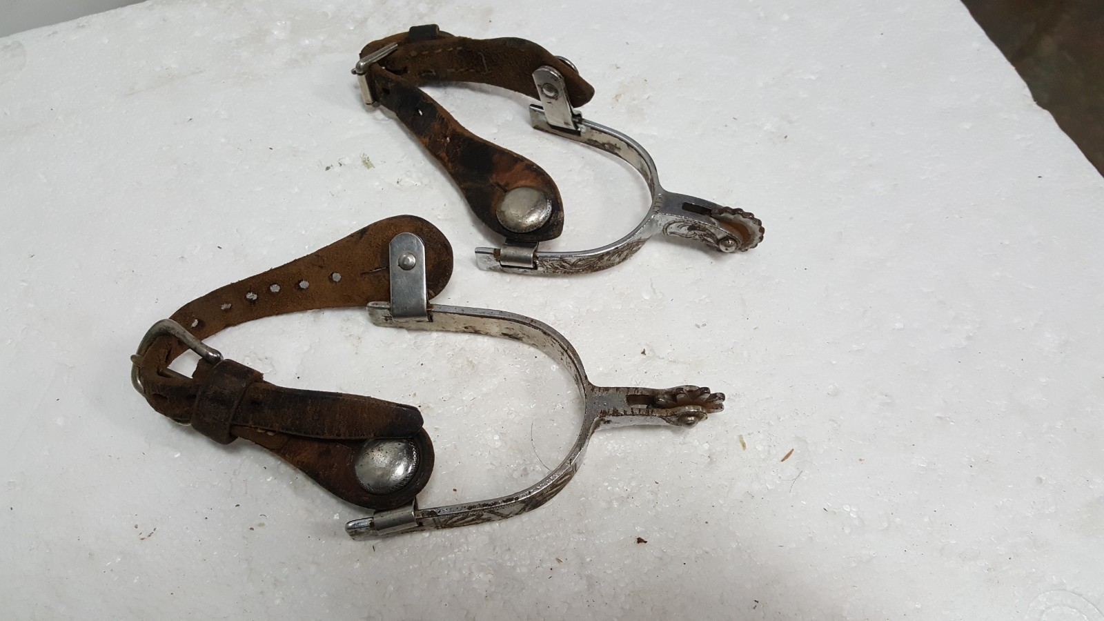 Vintage Kelly Rodeo Riding Cowboy Spurs leather straps Western decor authentic