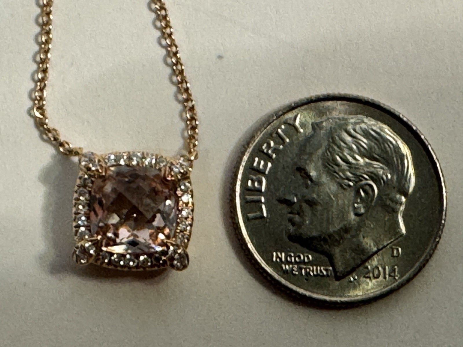 David Yurman 18k R/G Petite Chatelaine Necklace Morganite Diamonds Retail $2,050