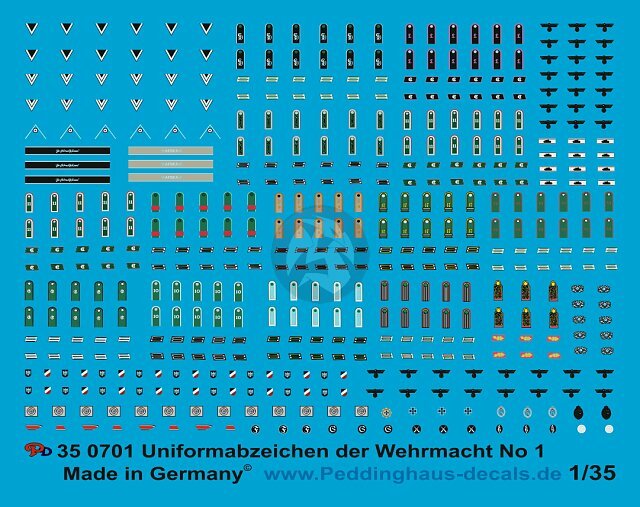 Peddinghaus 1/35 German Wehrmacht Uniform Insignia WWII No.1 [Decal] 701