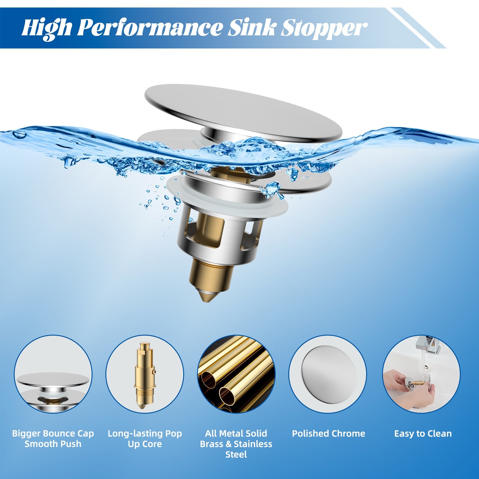 Universal Bathroom Sink Stopper Basin Pop Up Bathroom Sink Drain Strainer Filter