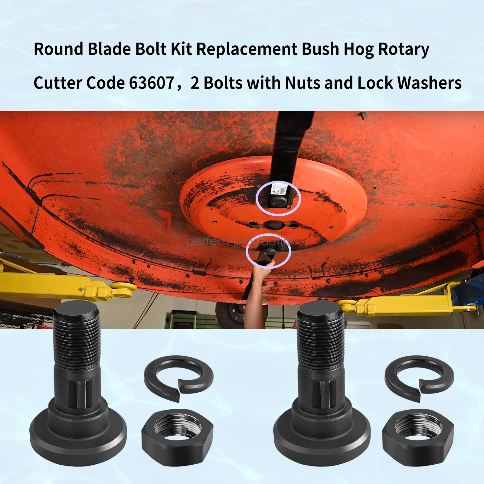 For Bush Hog Rotary Cutter Blade Bolt Kit Code 63607 7919, 252BH, 20322