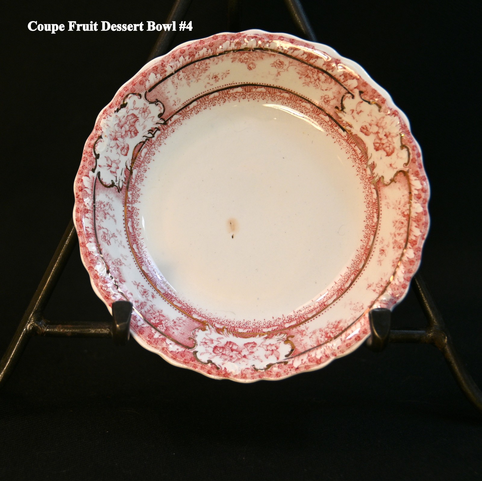 Wedgwood 5 Fruit Dessert Bowls Coupe Phoebe Pink wGold Accents England 1900-1906