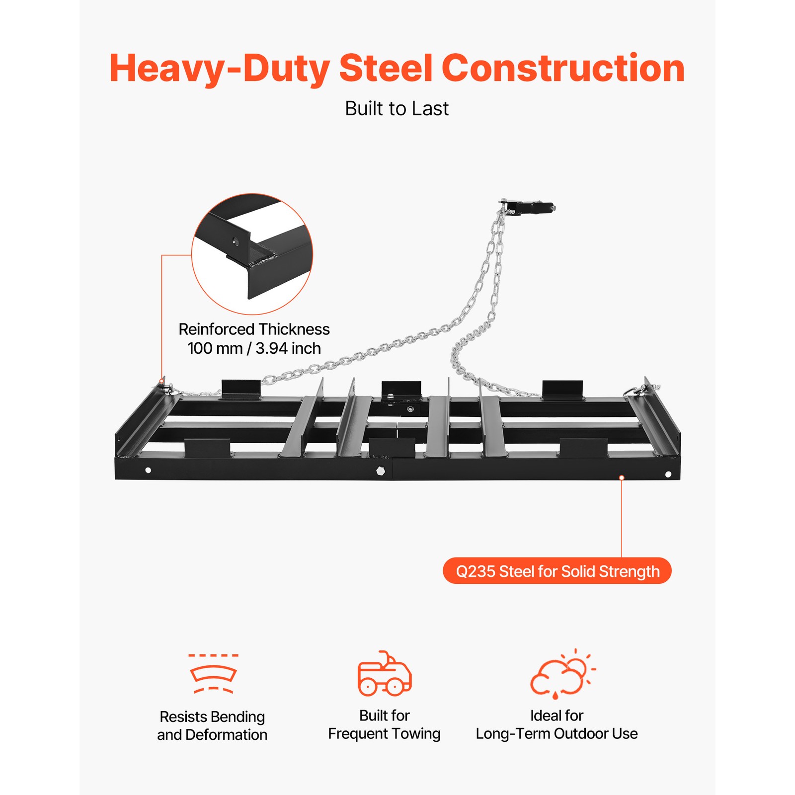 Uimoso Tow-Behind Drag Harrow 48 x 20 in for ATVs, UTVs, and Tractors