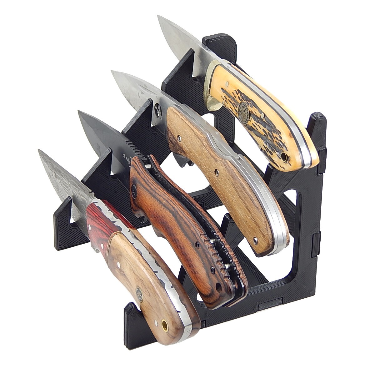 4 Knife Display Stand Rack Holder For Medium To Large Knives Holds Four Blades
