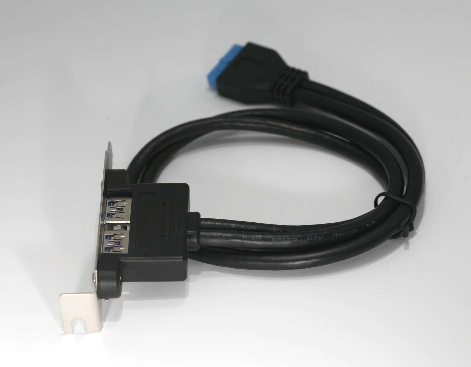 Low Profile USB 3.0 Panel Mount Dual Port 20 Pin Header Cable 1U 20 Inch