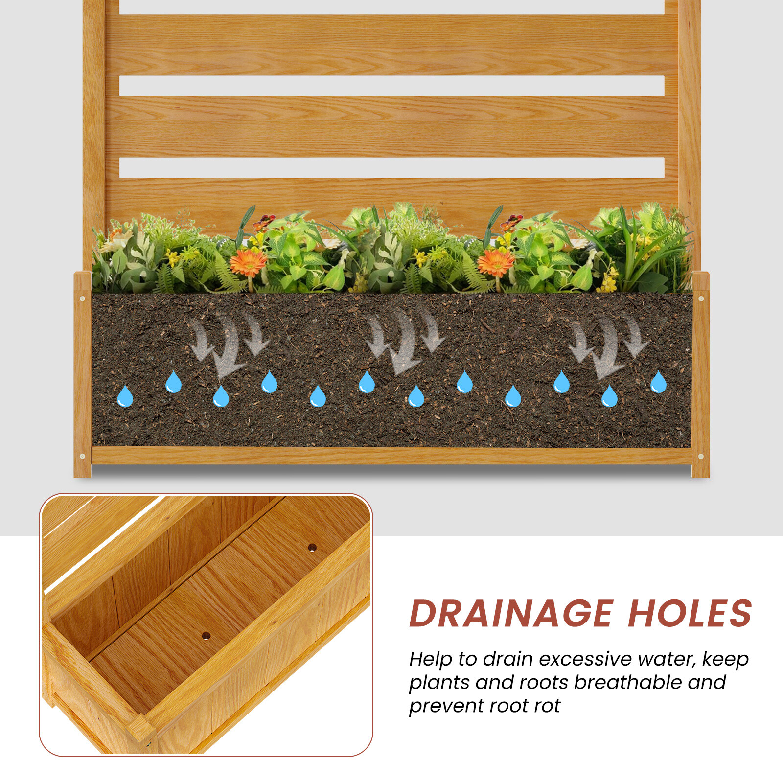 NAIZEA 3 Panels 36"Wx45"H Air Conditioner Fence Privacy Screen with Planter Box