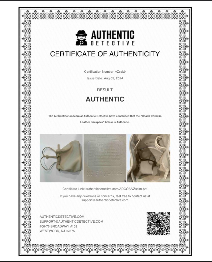 VTG COACH 4162 Ivory 100% Glove Tanned Leather Backpack Handbag Authenticated