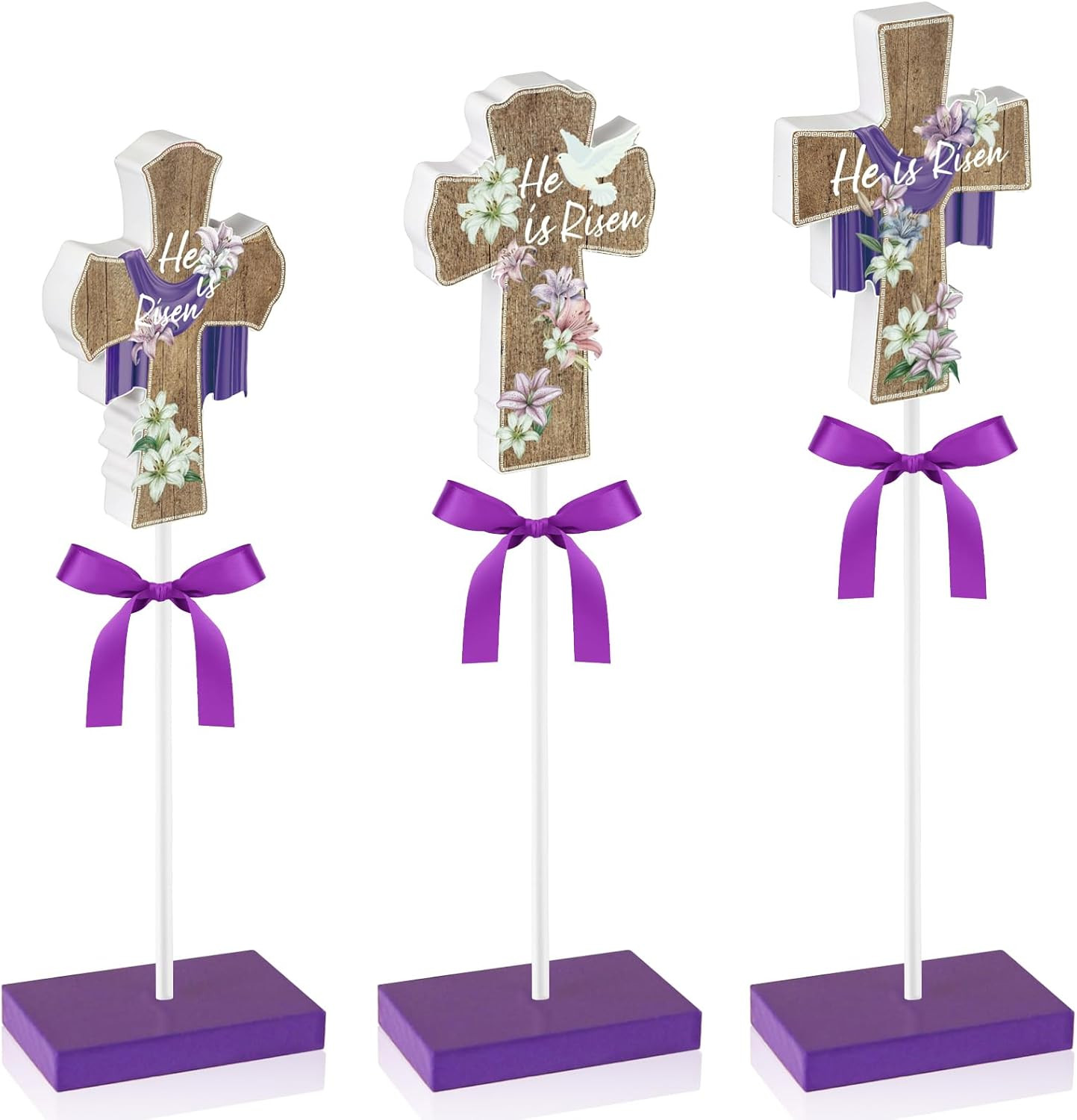 3 PCS He Is Risen Table Decor, Religious Easter Decorations for Home Office, Chr