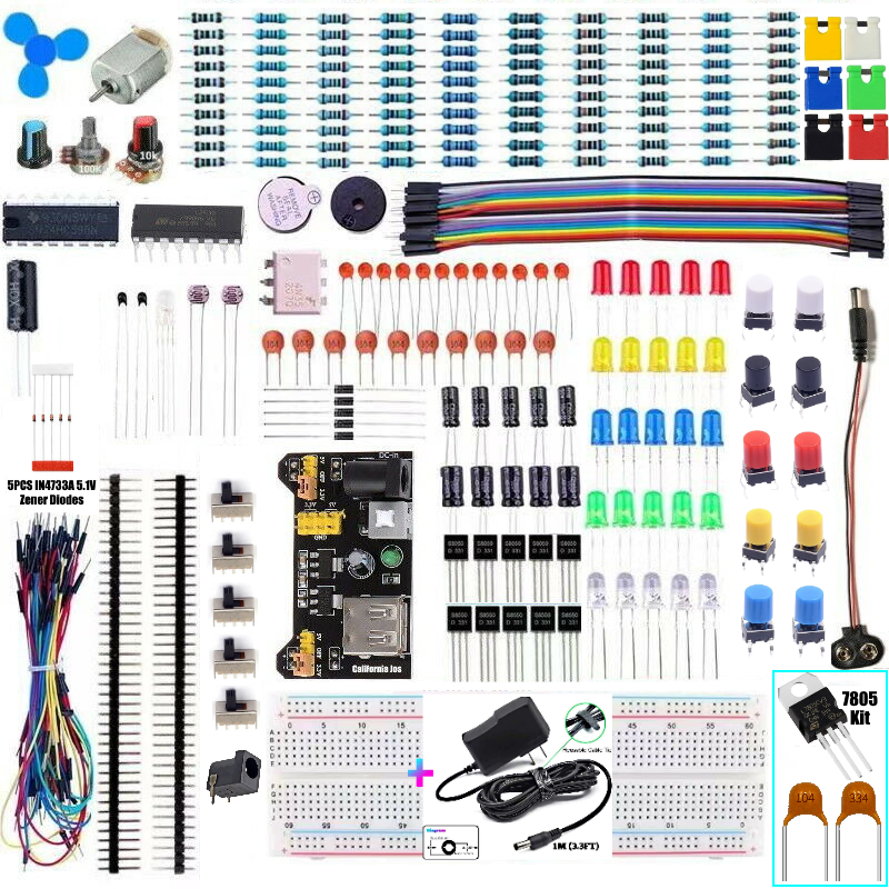 830 POINT SOLDERLESS BREADBOARD MB-102 POWER SUPPLY MODULE 65 PCS JUMPER CABLE
