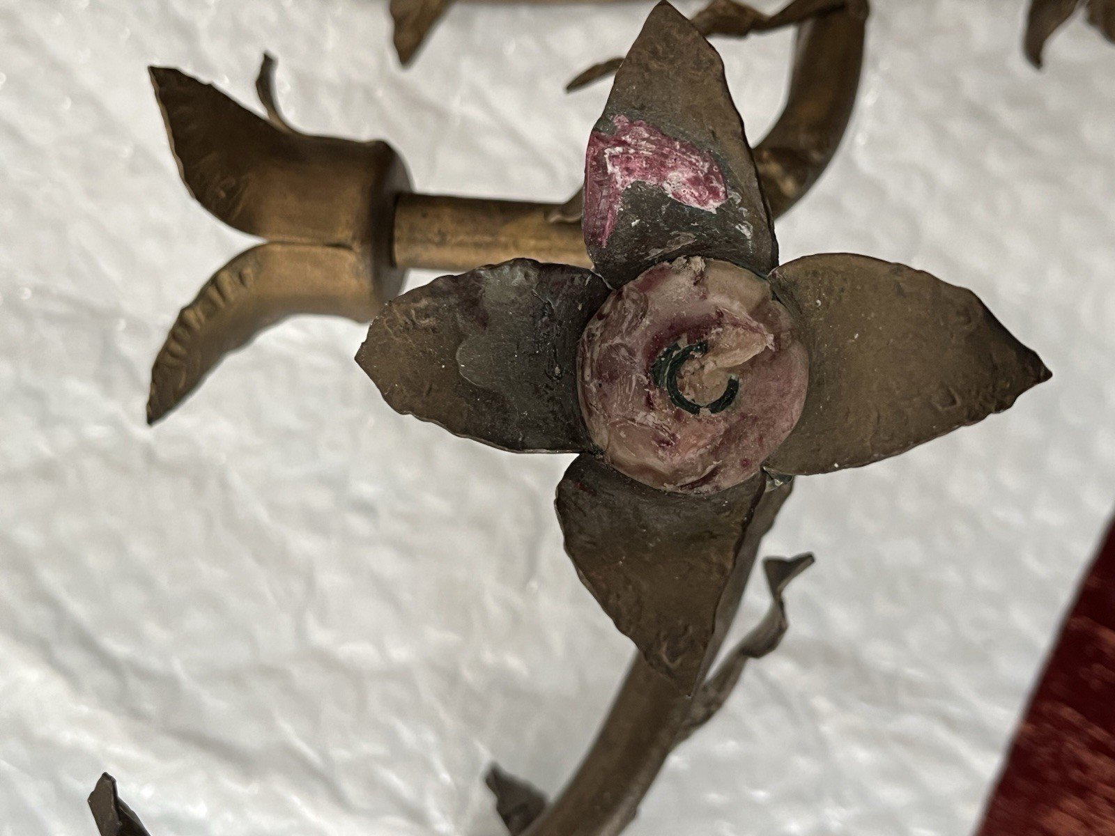 Vintage Pair Solid Bronze Gilt Magical Mystic Forest Wall Candle Holder Sconces