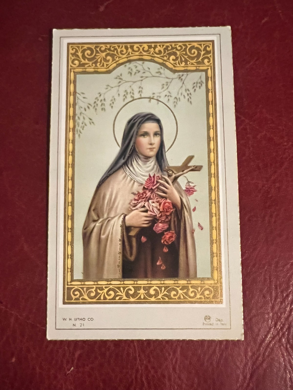 Vintage Catholic Holy Card - Gilded - St. Therese of Lisieux 1950's