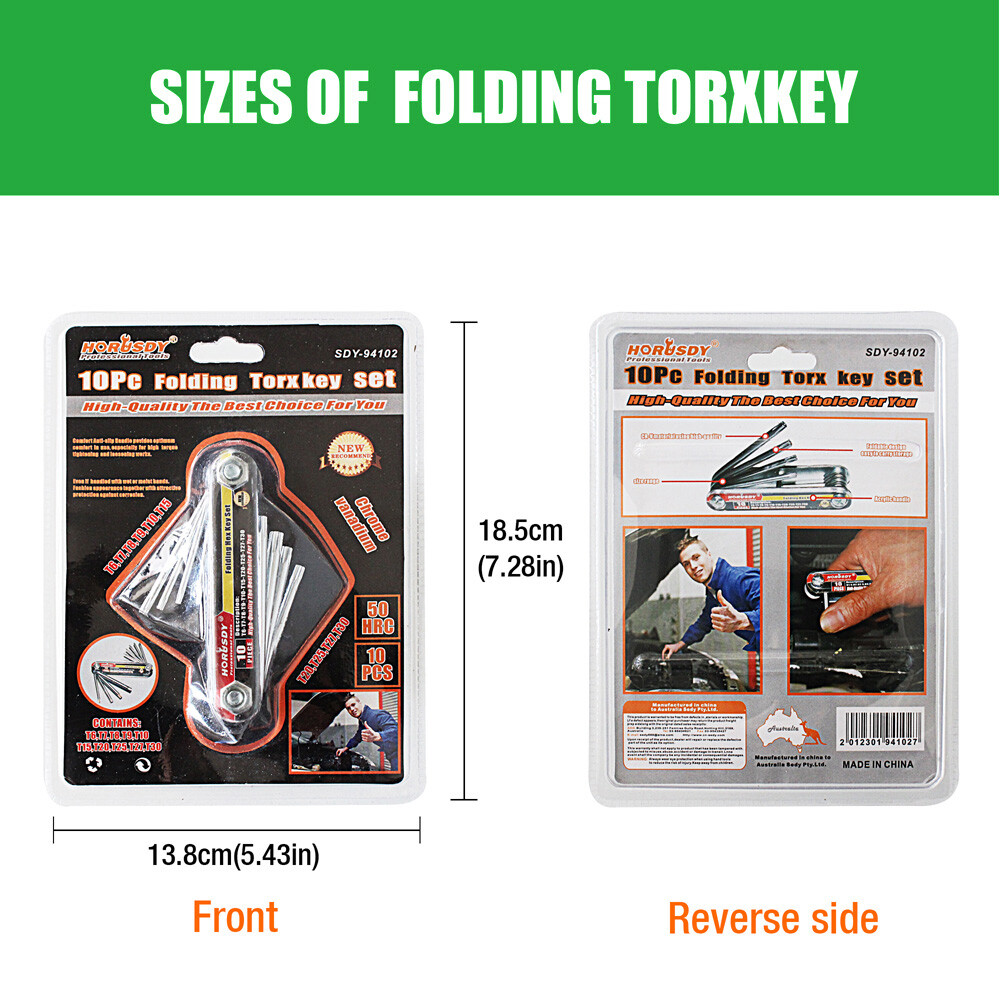 10 PC Tamper Proof Star Key Set Folding Locking Torx security screwdriver T6-T30