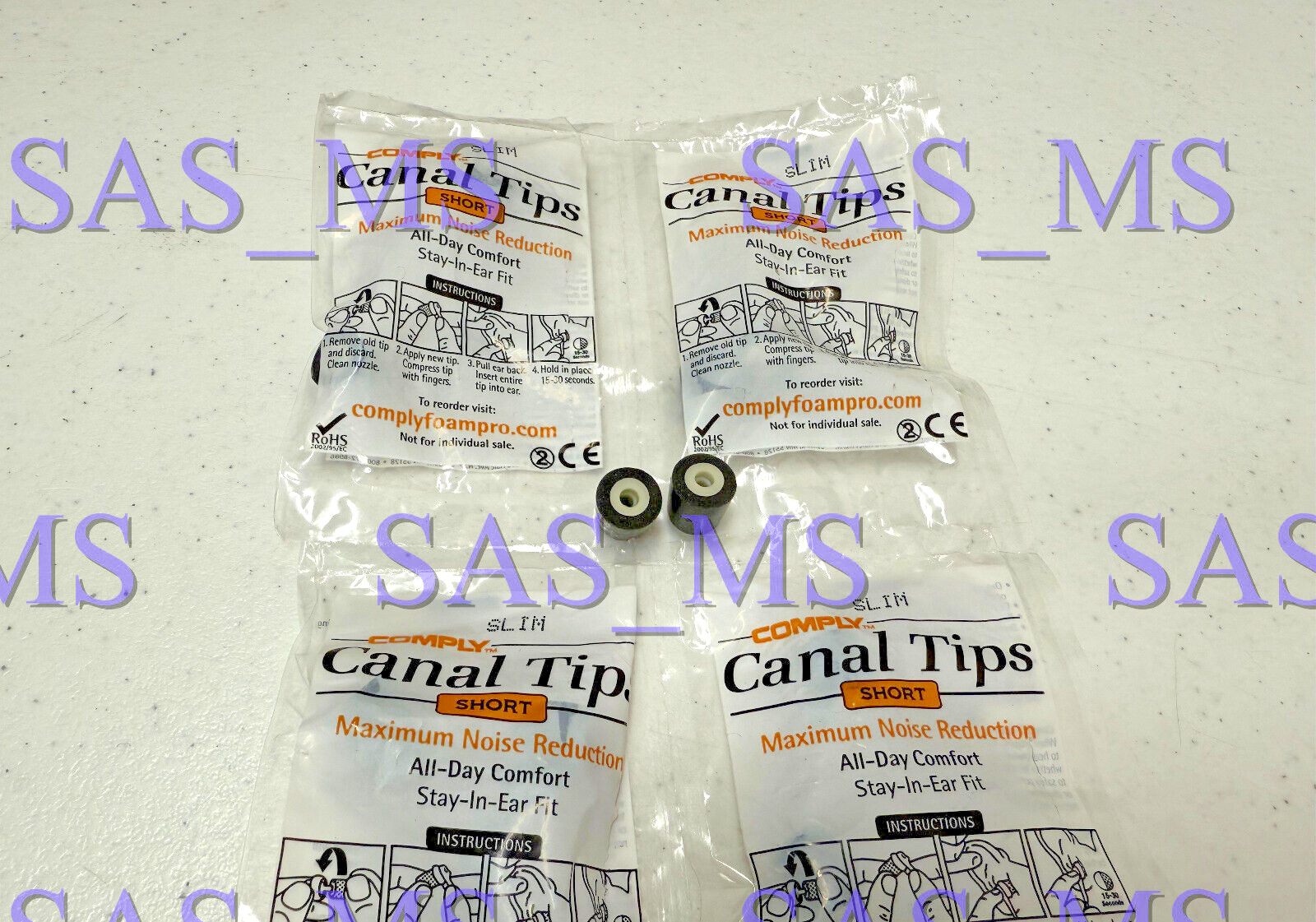 LOT OF 6 PAIRS COMPLY CANAL FOAM TIPS SHORT SLIM SIZE FOR INVISIO X5 HEADSET