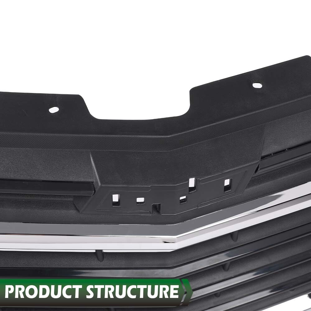 Fit For 18-21 Chevrolet Equinox Front Bumper Upper Grille Grill w/ Chrome Trim