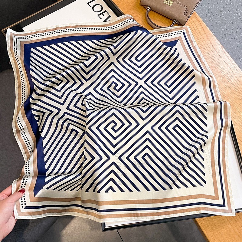 100% Mulberry Silk 27" Square Scarf Women Neckerchief Wrap Fashion Style Striped