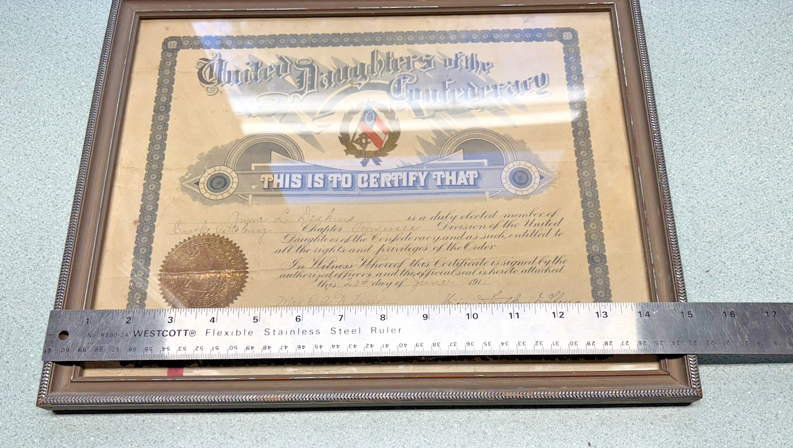 United Daughters of The Confederacy membership Tennessee History framed 1911