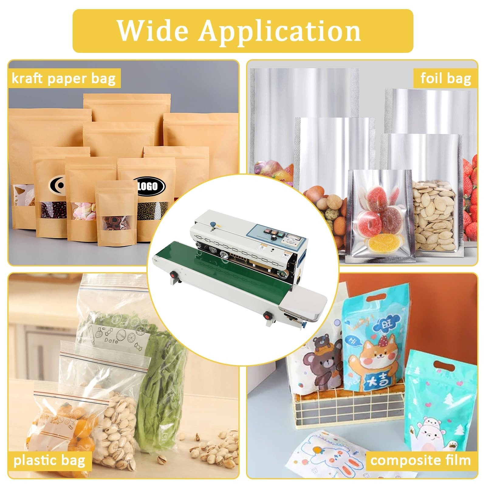 Continuous Bag Band Sealing Machine FR-900 Automatic Horizontal Band Sealer 110V