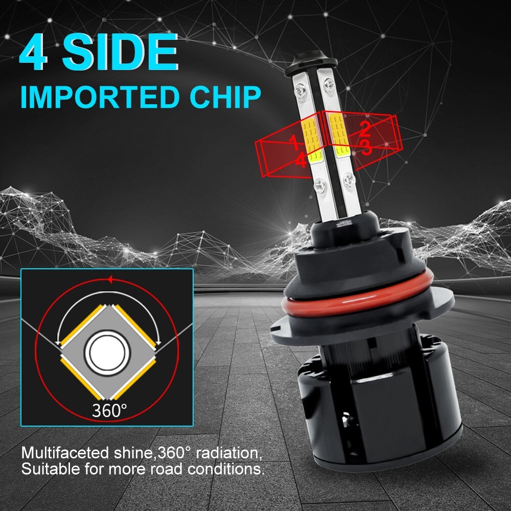 2x 9007/HB5 LED Headlight Bulbs Kit 6500K White High Low Beam Light Super Bright