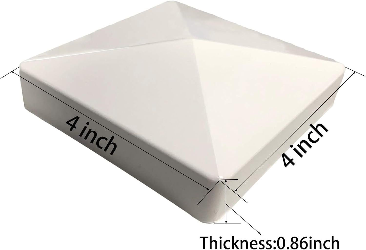2 Pack Pyramid Style Fence Post Cap for 4" X 4" Fence - White PVC Cap