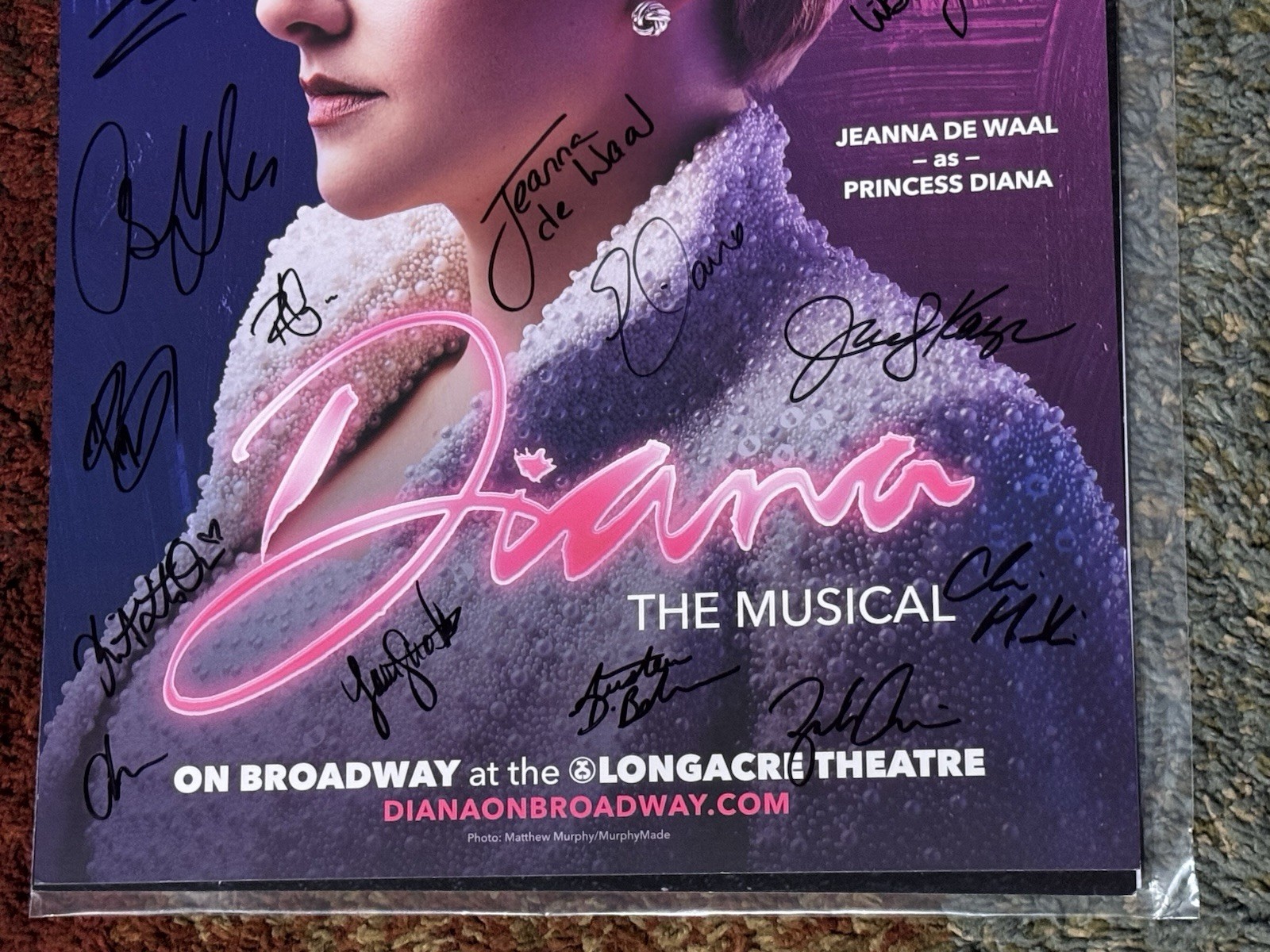 DIANA Musical Broadway Cast Jeanna de Waal Signed Poster Rare Princess