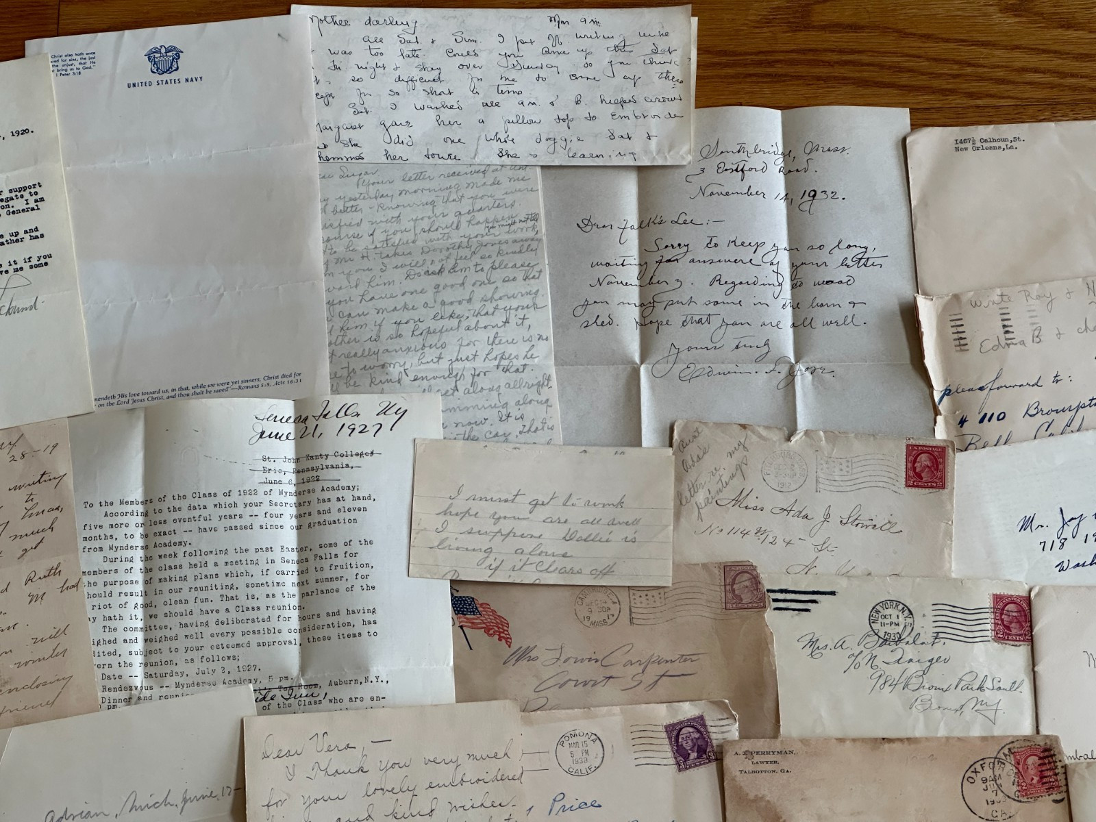 60 Pc. Mixed Correspondence Letter Lot 1885-1940s Vintage & Antique Old US Mail