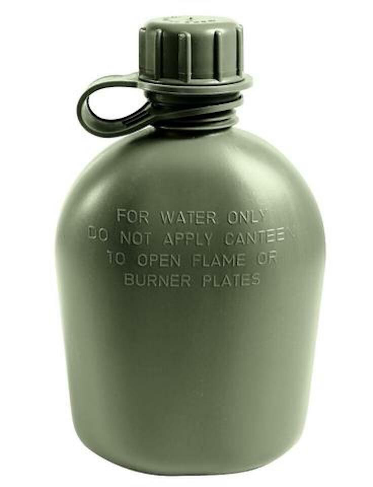 NEW US Military Style Tactical Survival OD Green 1 QT HARD PLASTIC Water Canteen
