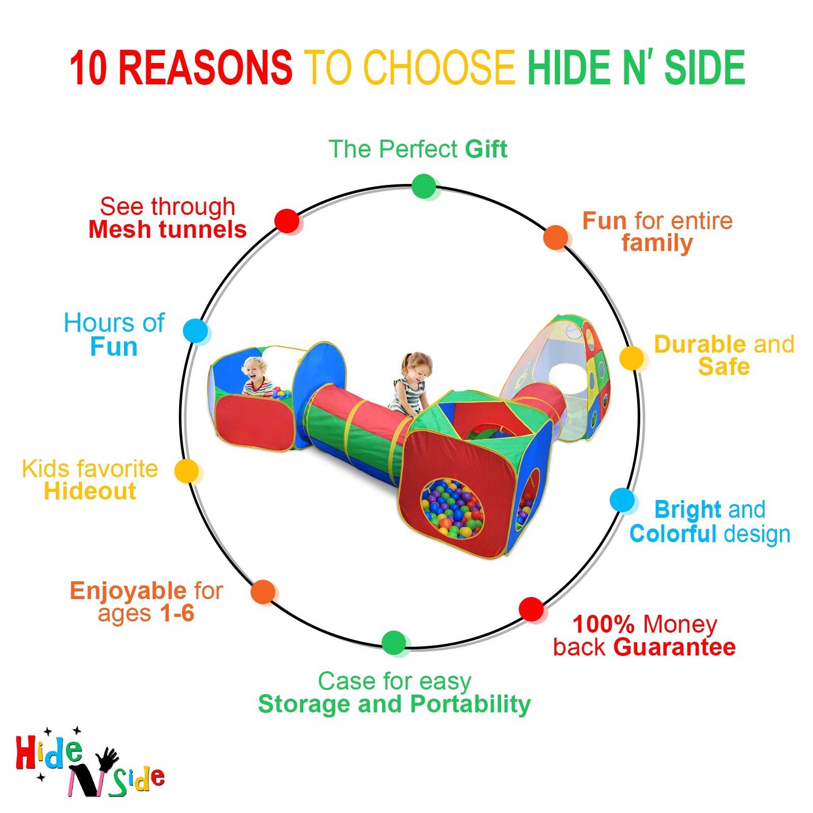 Coolest Kids Activity Center Play Tent & Tunnels Basketball Set Toy w/ Dart Wall