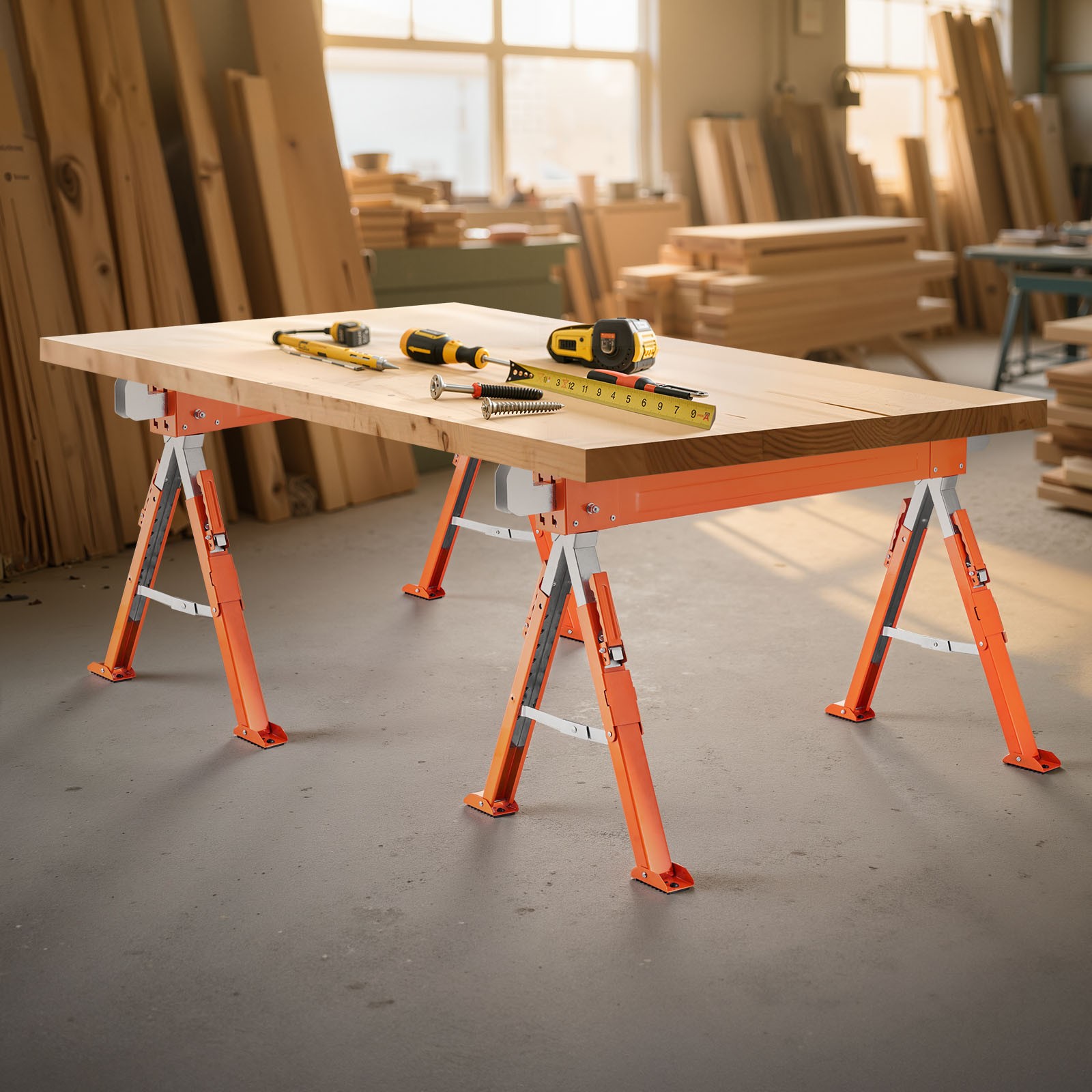 Uimoso Adjustable Heavy-Duty Saw Horses, 2-Pack, 1800 lbs Capacity