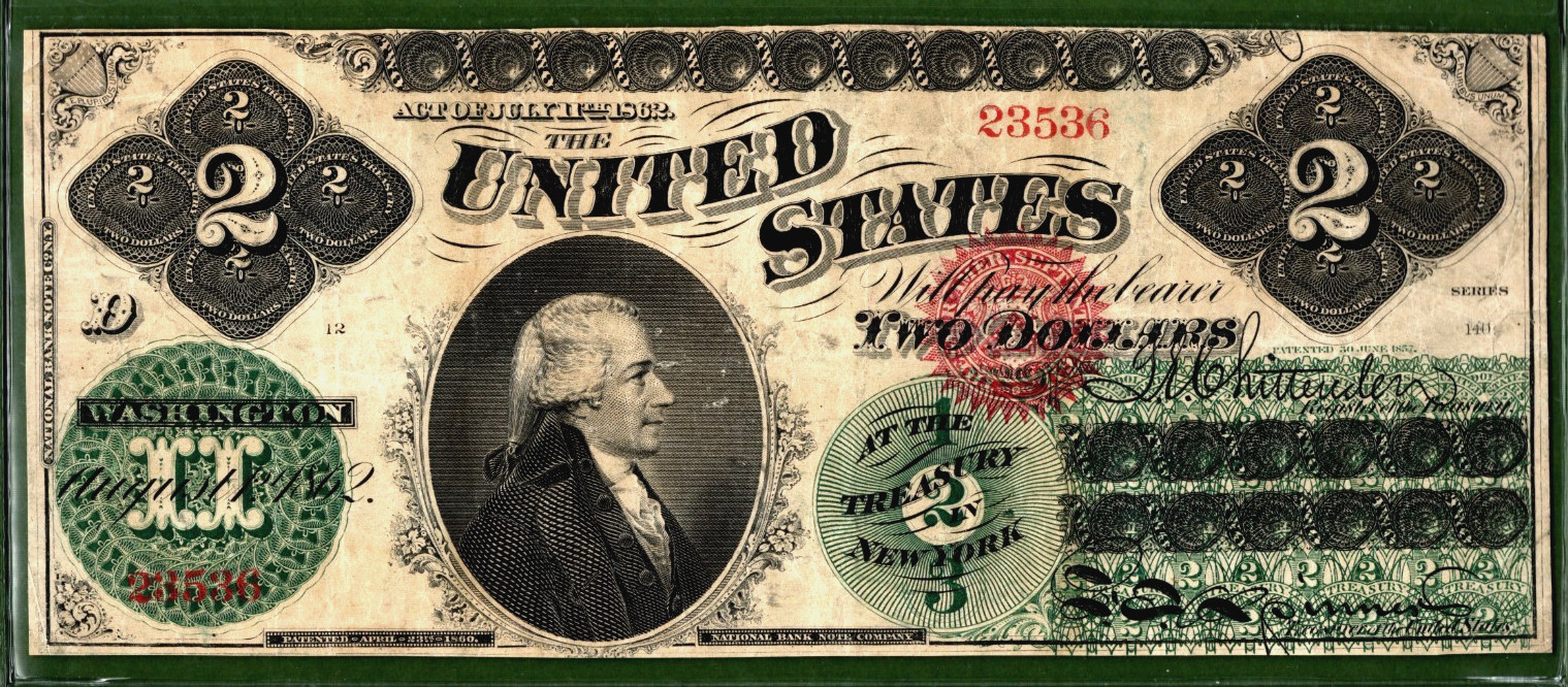 1862💲2 LEGAL TENDER 💵 US NOTE 💵 PCGS 25