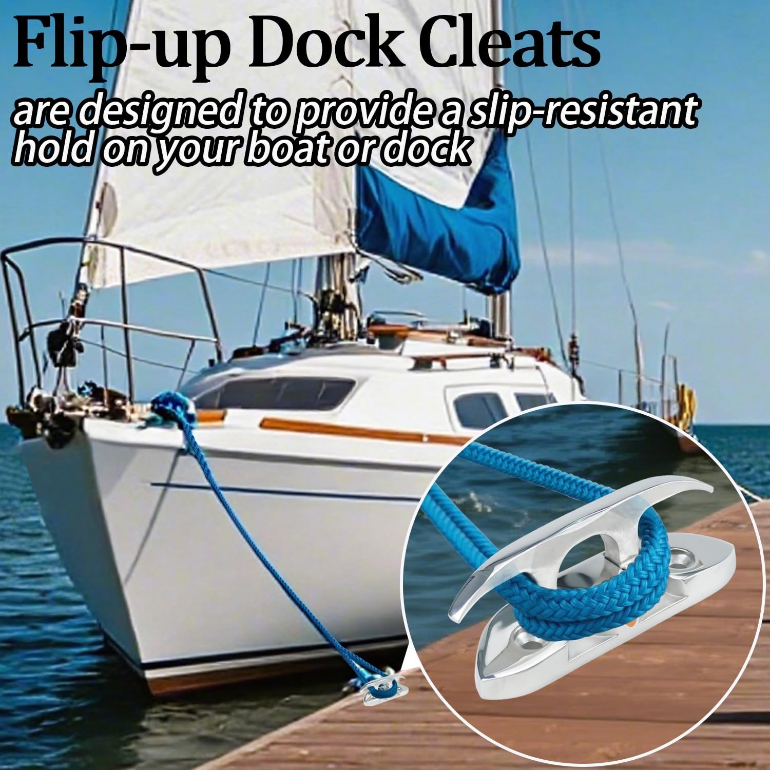 Folding Boat Cleat 41/2 Inch 316 Stainless Steel Flip Up Dock Deck Marine