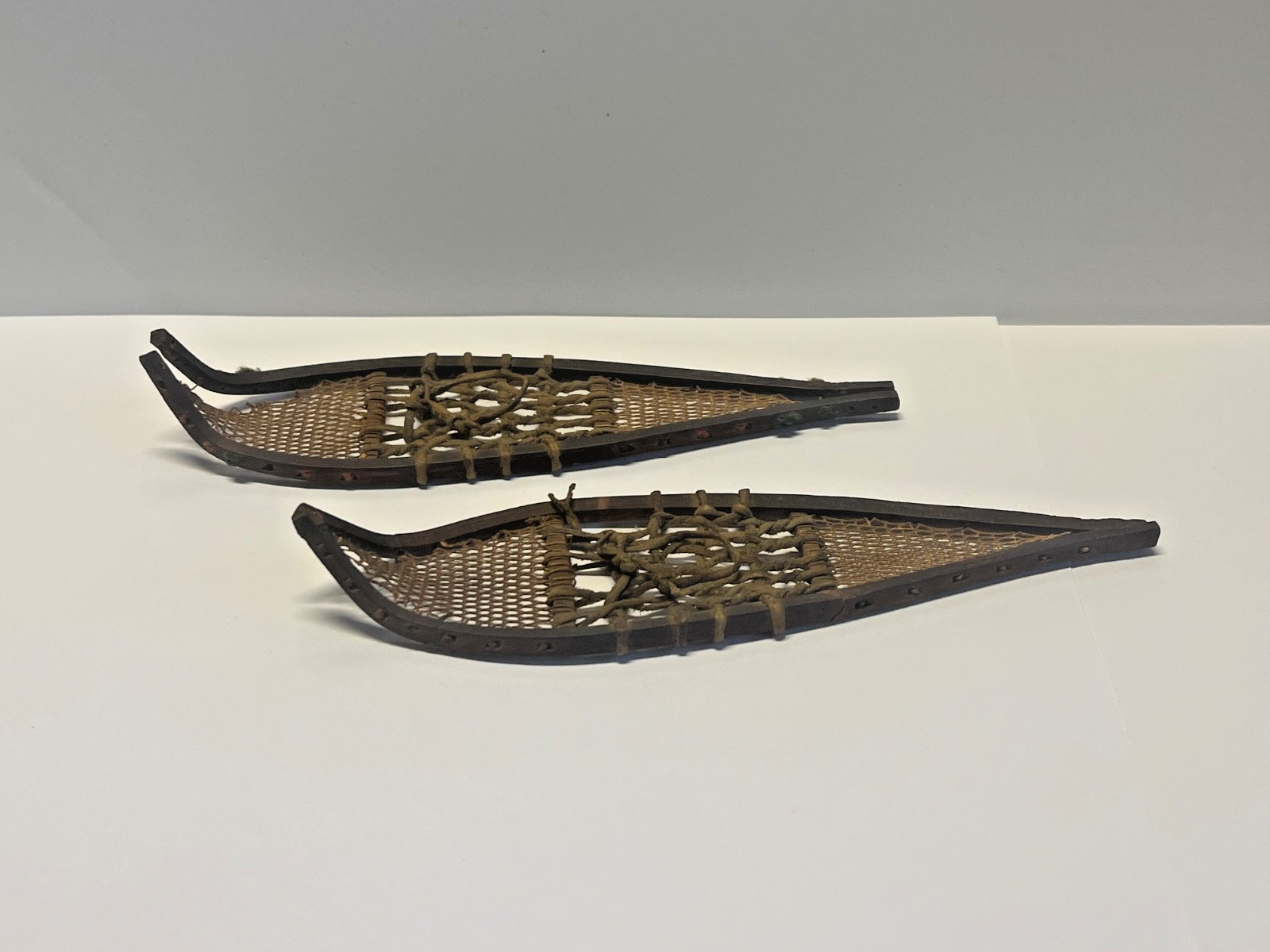 Antique Pair of Minature Native Athabaskan Weaved Snowshoes - DOLL SIZE; 1880's