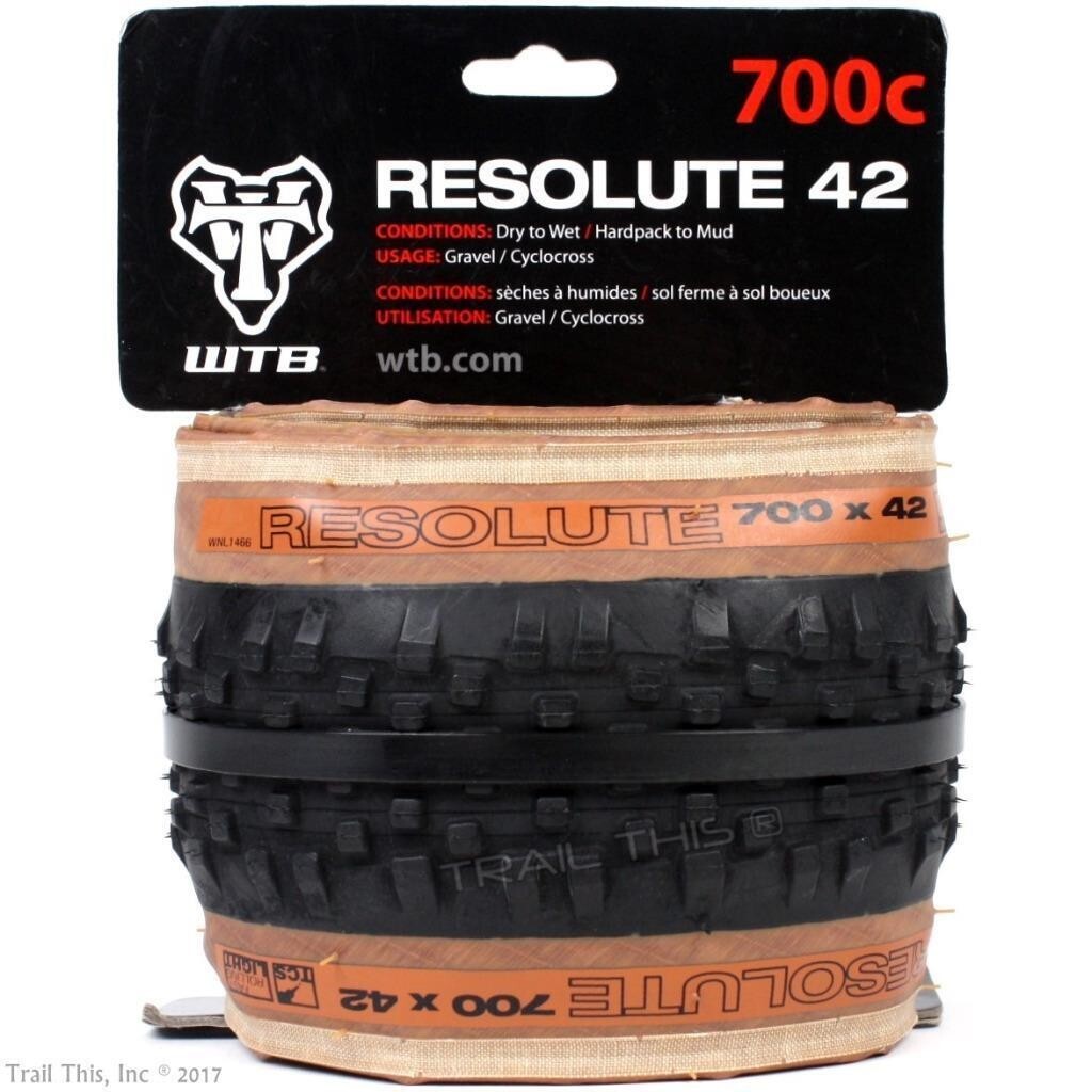 2 WTB Resolute 700 x 42 TCS Tubeless Black & Tan Gravel Bike Tires Two-Pack