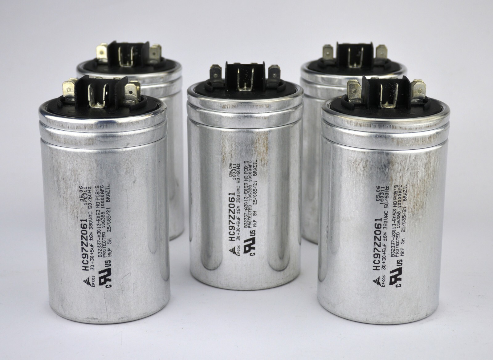 30/30/5 uf mfd Dual / Triple Motor Run Capacitor, 380VAC,50/60Hz, Lot of 5