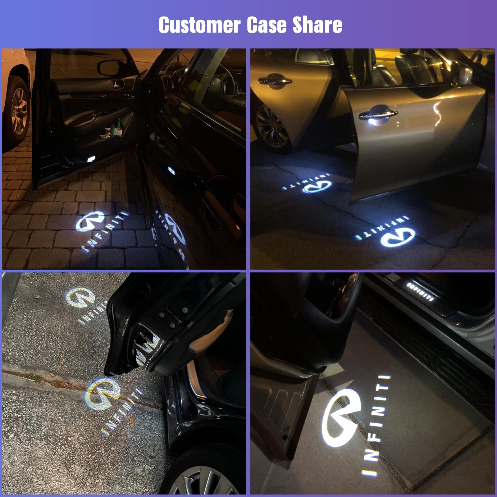 No Fade Car Door Lights Logo Compatible with Infiniti, LED Welcome Lights Access