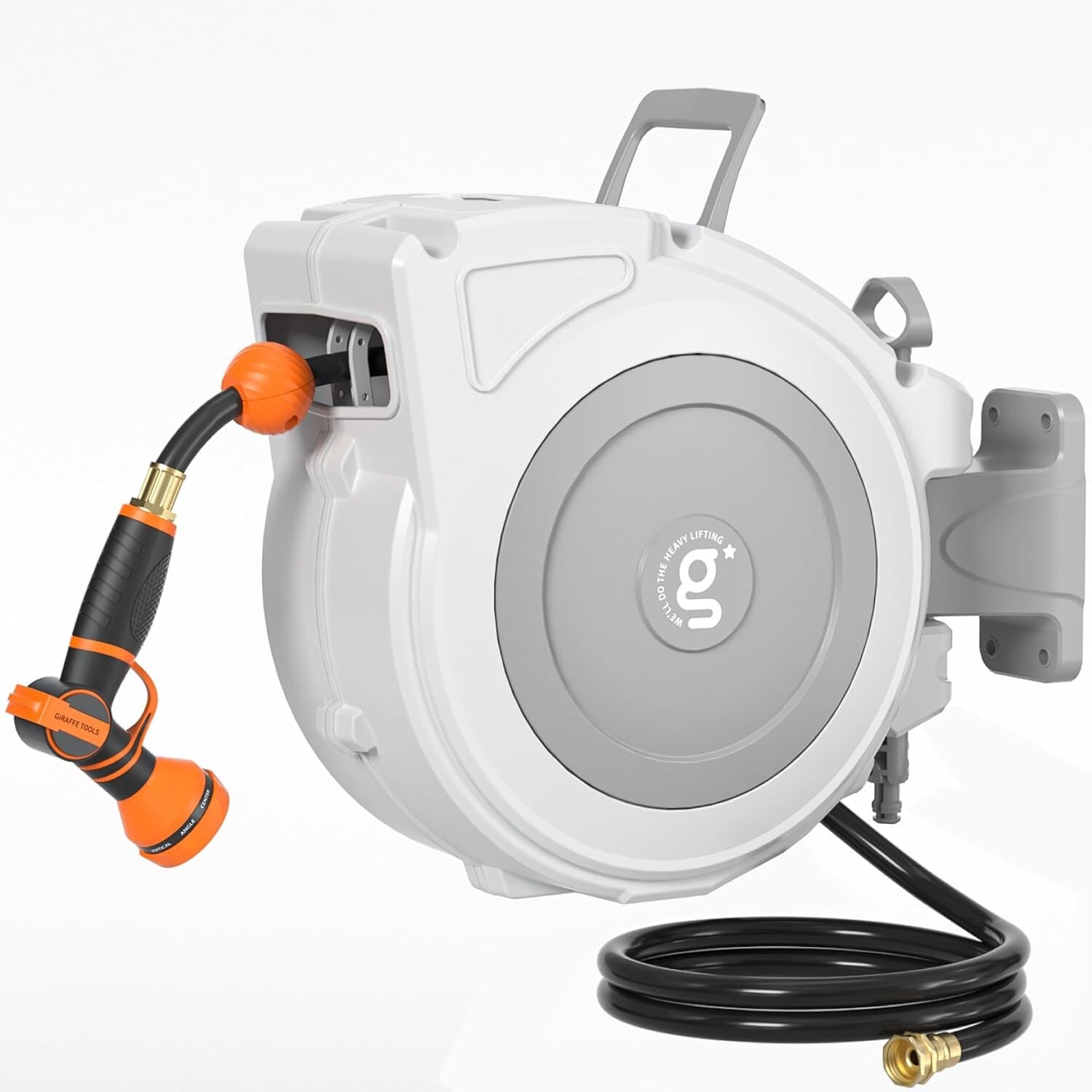 Giraffe Tools Retractable Garden Hose Reel 65'x1/2" Water Hose Reel Wall-Mounted