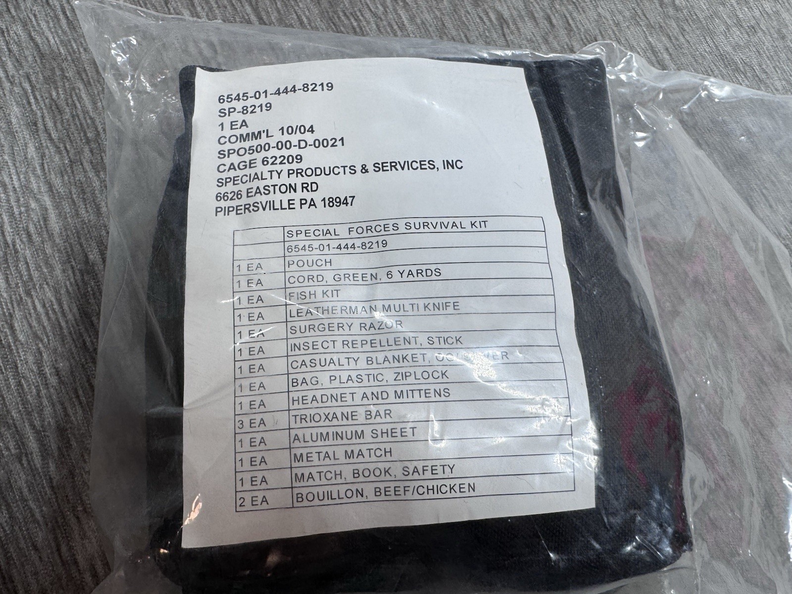 Special Forces Survival Kit US Army NSN 6545-01-444-8219 NEW SEALED Complete