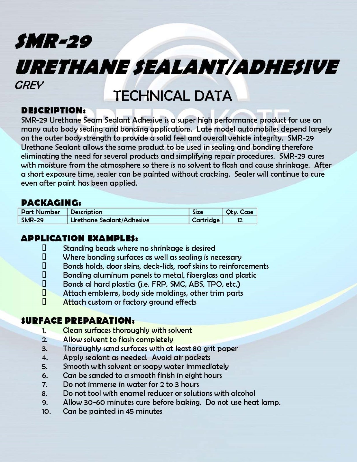 Urethane Auto Body Seam Sealer Adhesive for Autobody, SMR-29, 11 oz. Cartridge