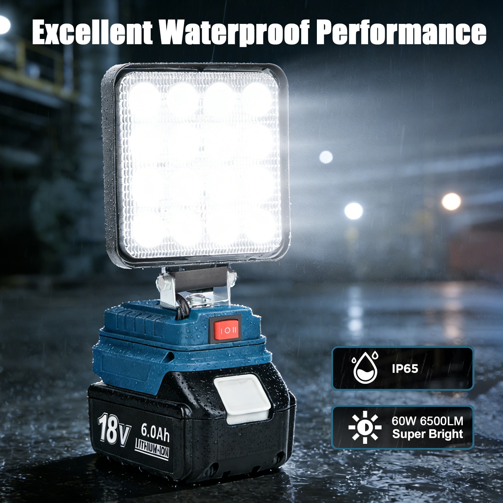60W 18V LED Work Light Flashlight Compatible with Makita 18V LXT Battery