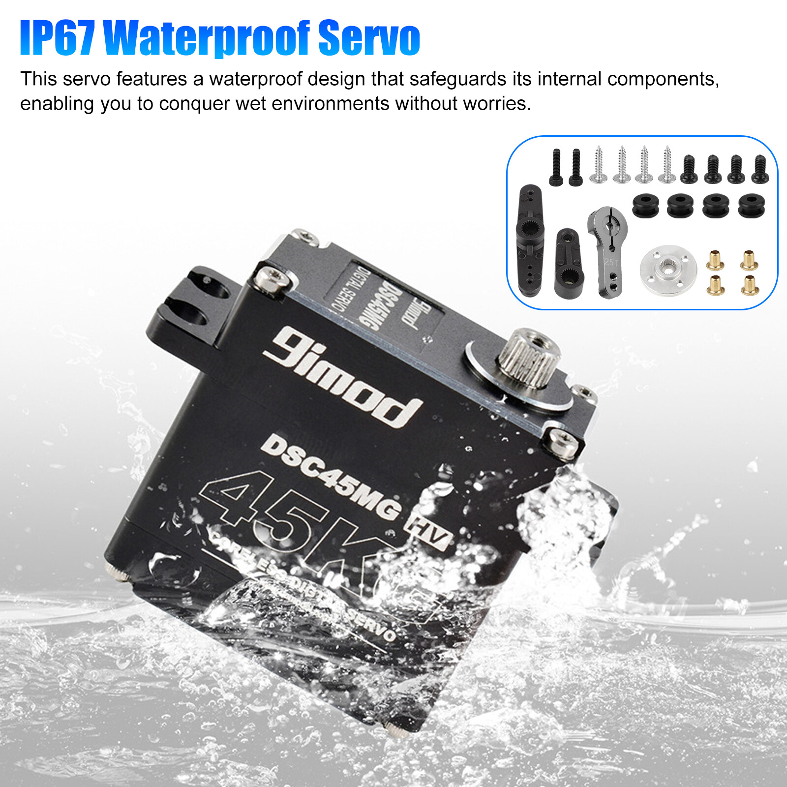 45KG Waterproof Digital Servo DSC45MG Metal Gear High Torque for 1/10 RC Crawler