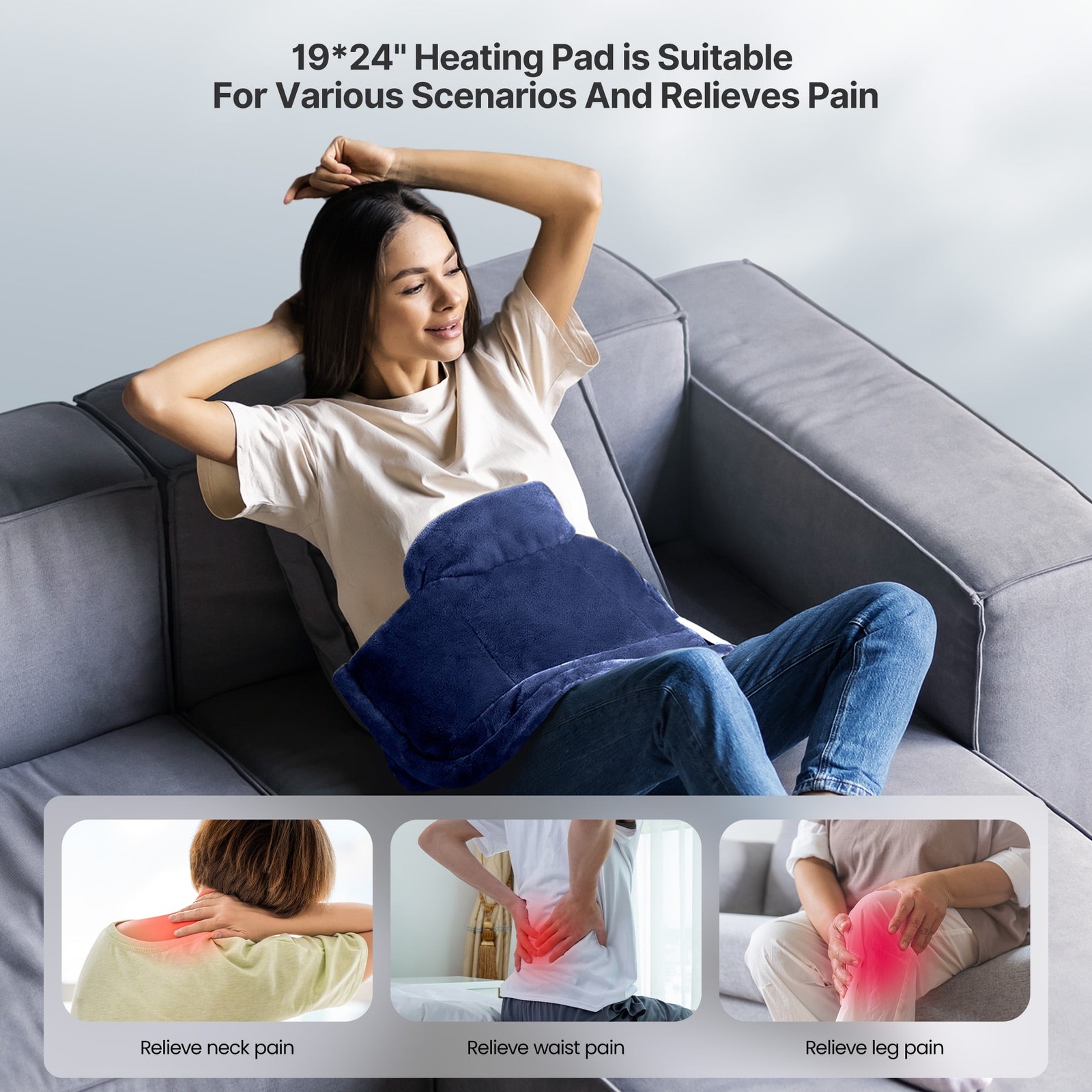 RENPHO Extra Large Heating Pad for Shoulders Neck and Back FSA HSA Eligible Blue