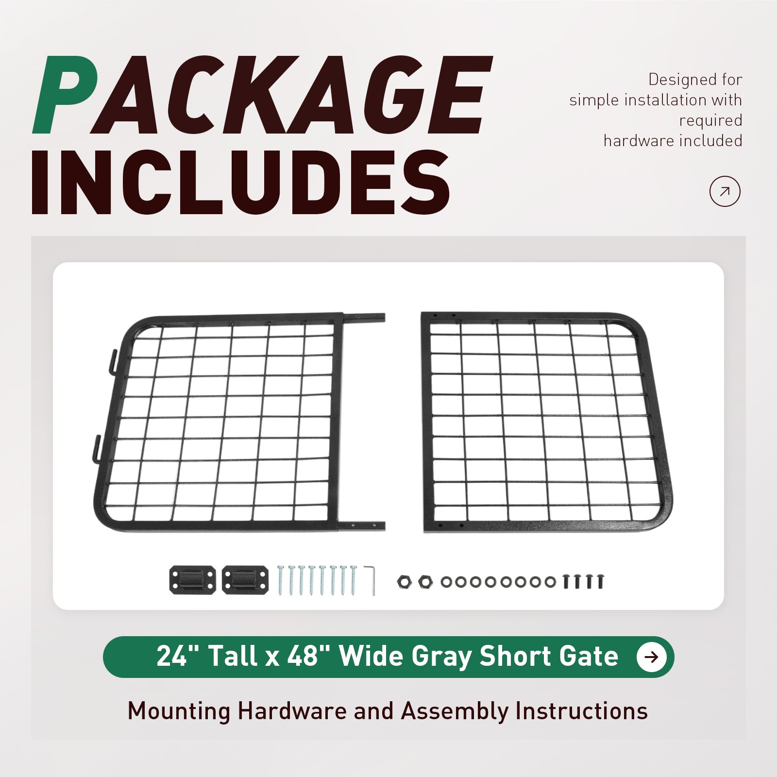 48"x24" Steel Horse Stall Gate Powder Coated Livestock Stall Guard for Barn Farm