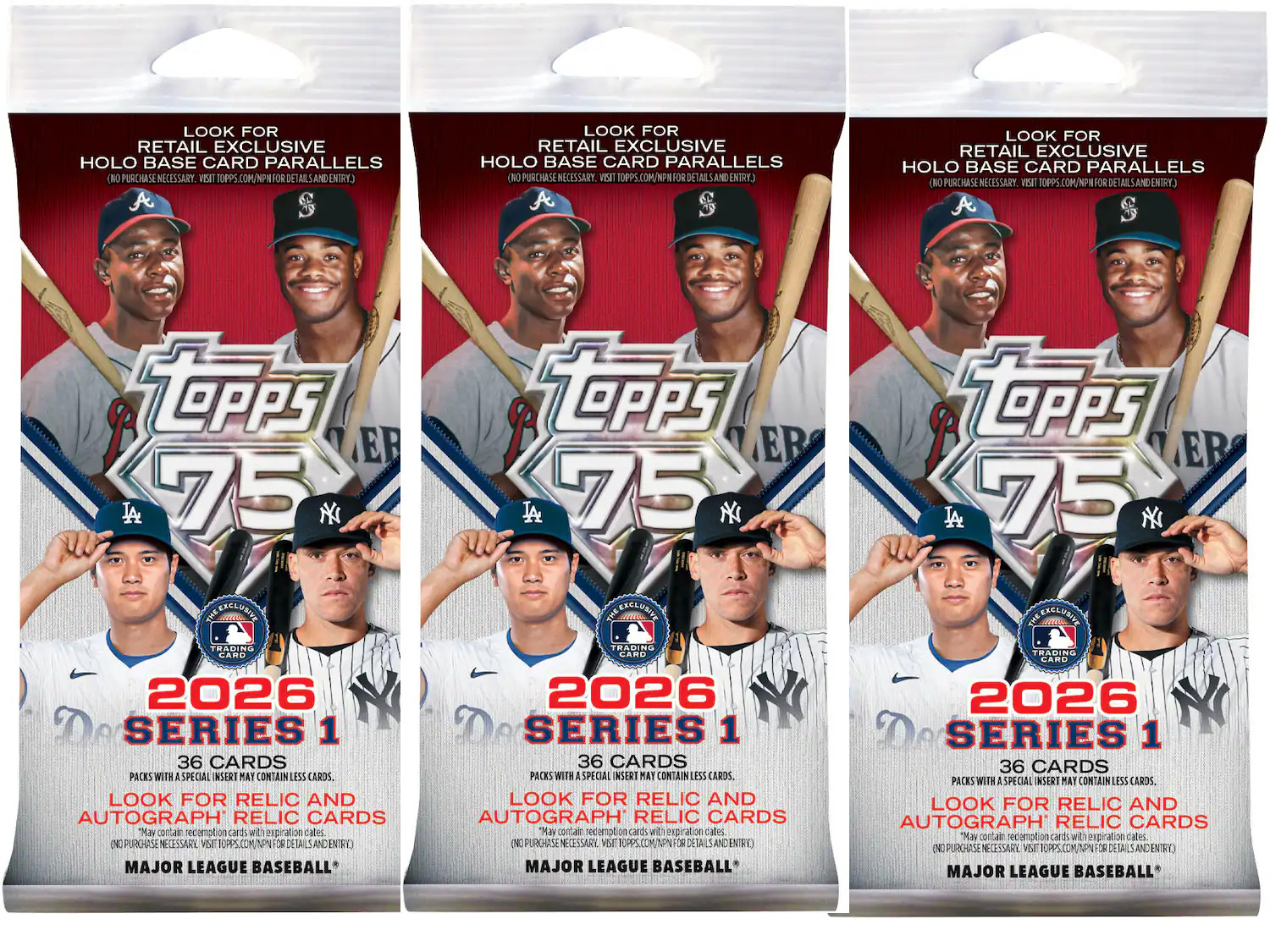 3x 2026 Topps Series 1 Baseball Blaster Fat Pack Lot - Roman Anthony Caglianone