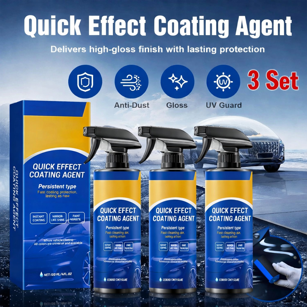 Car Coating Spray,Quick Effect Coating Agent,Car Polish Spray Liquid 3 x 120ml
