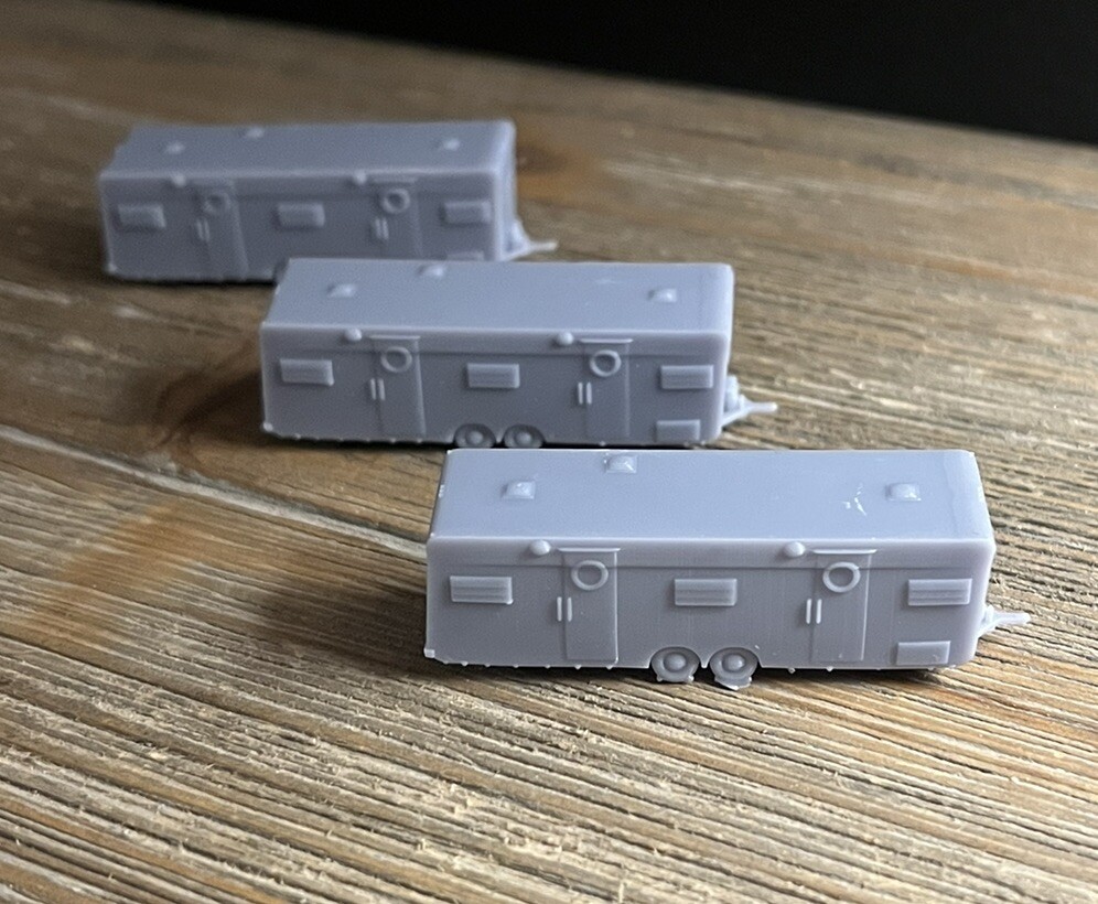 N SCALE 1:160 CAMPING TRAILERS  (3pk)